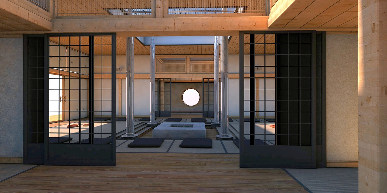 Rustgevende meditatiehoek met kussens en kaarsen. Rustgevende meditatiehoek met kussens en kaarsen.